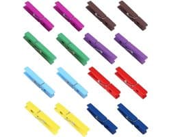 Wasknijpers 7,4 cm Hout 40 Stuks Gemengde Kleur - Sterke Metalen Veren - Dagelijks Gebruik - Knutselen en Beschilderen