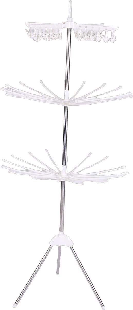 Droogrek - Inklapbaar wasrek - Uitschuifbaar wit wasrek - Meerlaags opvouwbaar droogrek - Baby droogrek - Staande handdoekenrek - Drie lagen - Droogtoren - Wastoren - Wit — afbeelding 1