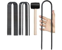 Set van 10 Gegalvaniseerde Stalen Tentpinnen van 30 cm - Grondankers voor Tenten, Camping en Trampolines met Hamer, Diameter 5 mm
