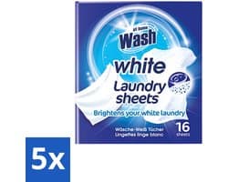 5 x At Home - Wash - Wasdoekjes - Witte Was - Tegen Verkleuring - 12 Doekjes - Witte Wasdoekjes - Wasdoekjes Witte Was - Wasdoekjes Tegen Kleuruitloop - Wasdoekjes Voor Witte Stoffen - Wasdoekjes Handwas