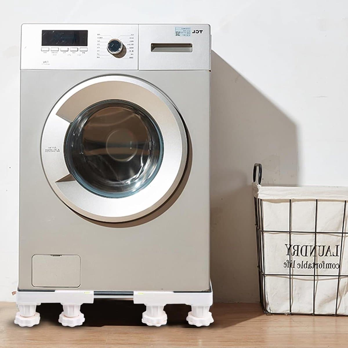 Wasmachine Onderstel - Wasautomaat Verhoger - Wasmachine Plaatsen - Verstelbare Afmetingen - 42-62 cm - Zwart — afbeelding 1