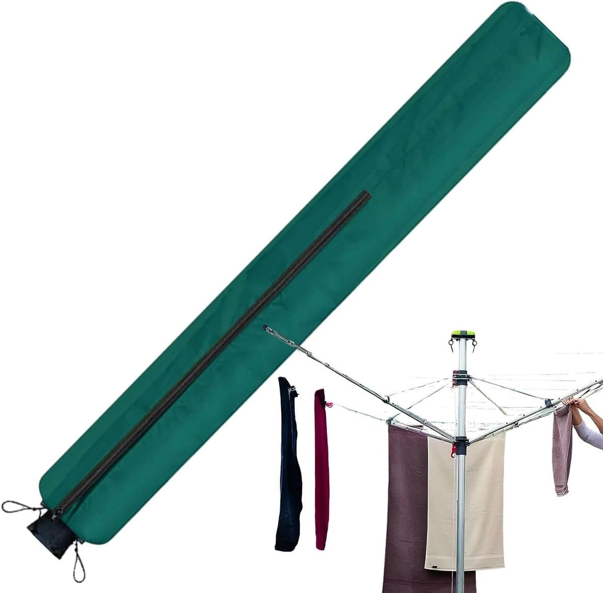 Droogmolenhoes Waterdicht - Droogmolen Beschermhoes - Buiten Droge Kleding - Versterkte Naden - 165 cm Hoog - Groen — afbeelding 1