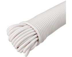 Gecoate Waslijn - Droger Touw Kledinglijn - Buiten Kleding Drogen - Synthetische Vezelkern - 15.24 meter - Wit