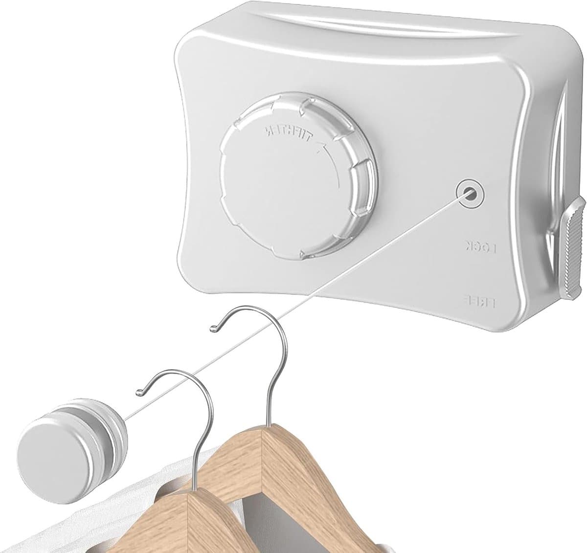 Retractable Kledinglijn van 5.1m, Uittrekbare Wandgemonteerde Drooglijn, Ideaal voor Buitenkleding en Huishoudelijk Gebruik, Maximaal 20kg Belastbaar — afbeelding 1