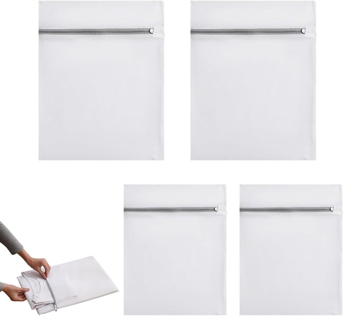 Set van 4 waszakken voor delicate was - herbruikbare netten met rits voor lingerie, ondergoed en fijne kleding - 30 x 40 cm en 40 x 50 cm — afbeelding 1
