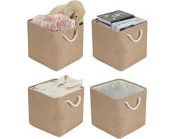 4 stuks opvouwbare opbergdozen – 33x33x33 cm, geschikt voor Kallax, kleding, speelgoed (khaki)