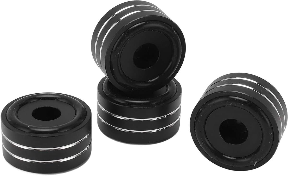 4 Sets Speaker Isolatie Voeten Pads, Aluminium Luidspreker Isolatie Voeten Pads Verminderen Trillingen voor Versterker Draaitafel DAC Recorder CD (zwart) — afbeelding 1