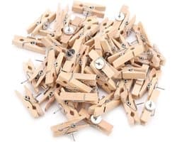Houten Clips - Kleine Knijpers - Foto's Ophangen - Natuurlijke Afwerking - 35x7 Mm - Houtkleur