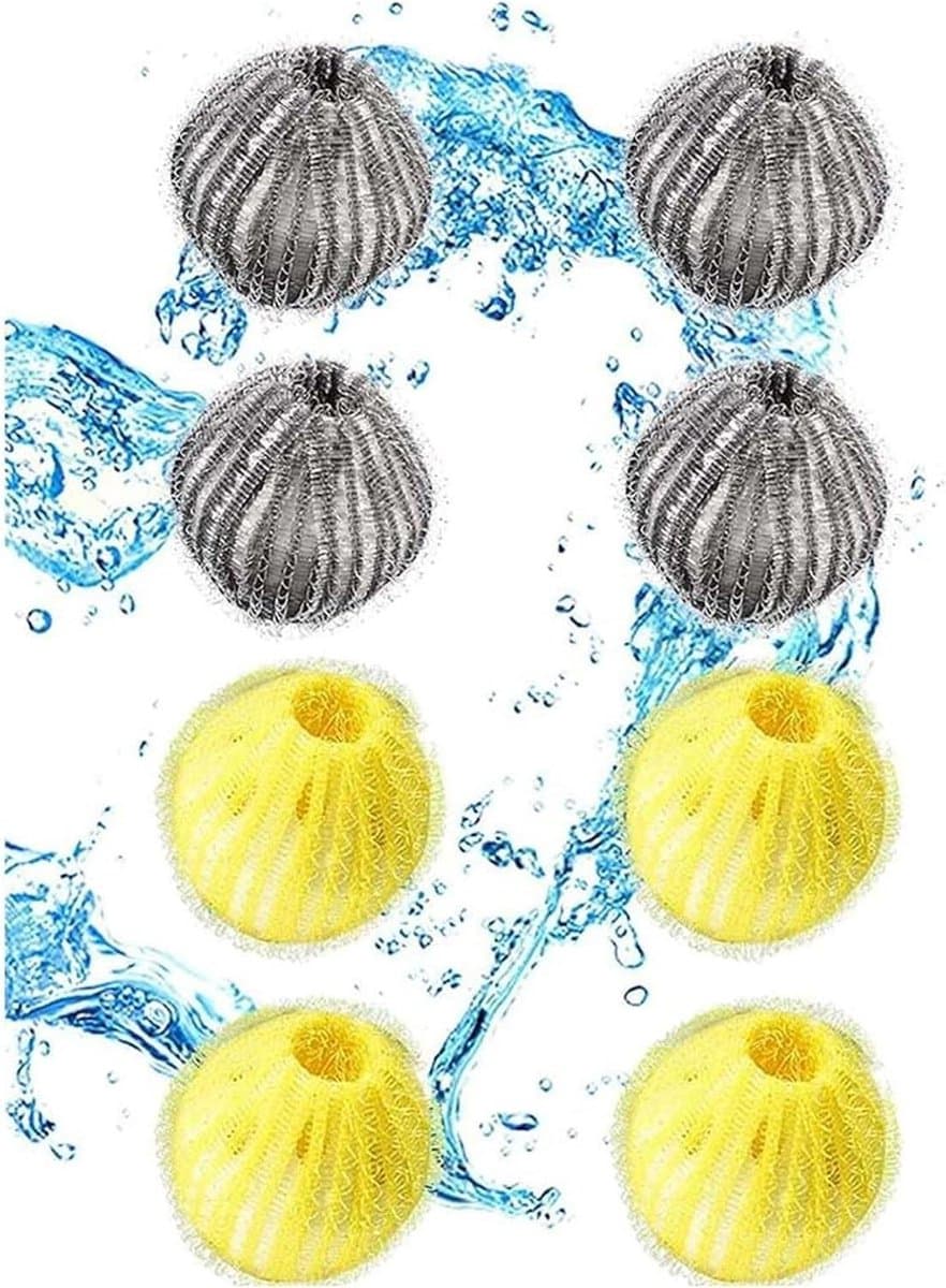 Haarbal Wasmachine - Pluisvanger Haarverwijderaar - Kleding Schoonmaken - Zacht Nylon Materiaal - 8 Stuks - Geel en Grijs — afbeelding 1