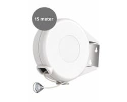 V&P Products® Uittrekbare Waslijn 15 Meter – Flexibele Roldrooglijn voor Binnen en Buiten – Inclusief Bevestigingsmateriaal - Wit