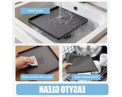 Herbruikbare Silicone Vloermat 60 x 60 cm met Verhoogde Rand voor Koelkast, Vriezer en Wasmachine - Grijs, Antislip, Waterdicht