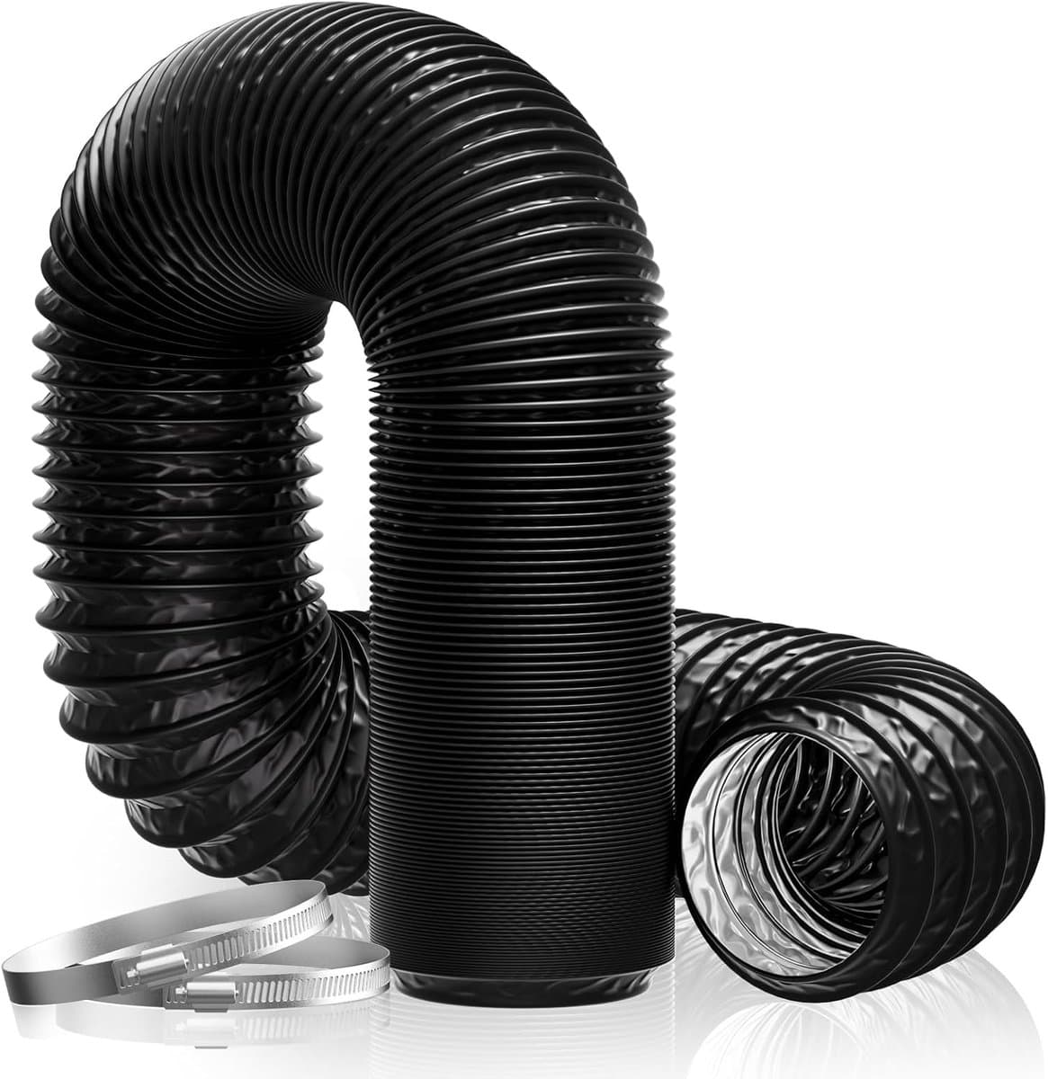 Afvoerslang - Ventilatieslang Flexibel - Mobiele Airco - Verstelbaar tot 5 Meter - 150 mm Diameter - Zwart — afbeelding 1