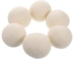 Set van 6 droogballen – herbruikbare viltballen – antistatisch – hulpmiddel voor de was – klit niet – vermindert kreuken – herbruikbaar – natuurlijk wasverzachter – versnelt het droogproces in de wasmachine en wasdroger – diameter 6 cm — afbeelding 1