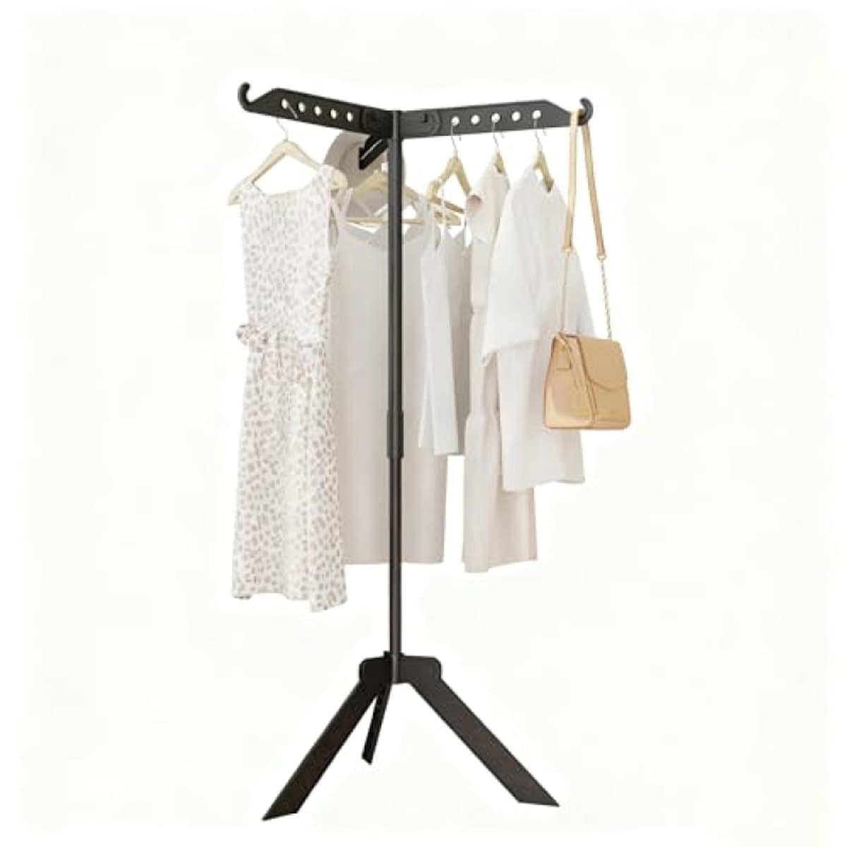 Droogrek voor kleding, 360° rotatie, opvouwbaar, in hoogte verstelbaar tot 136 cm, zwart — afbeelding 1