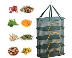 Kruiden droognet 4-laags, klein formaat 40 x 60 cm, hangend droogrek voor kruiden, ideaal voor het drogen van planten, groenten en fruit