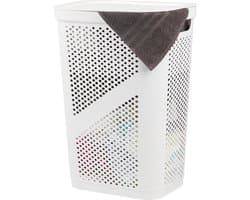 Mind Reader 60 Liter/16 Gallon Lichtgewicht Wasmand - Hamper Wit met Deksel