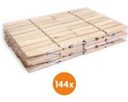 LaundrySpecialist 144x Houten Wasknijpers (100mm) - Wasknijpers - Wasknijpers hout - 144 stuks - Knijpers - Houten Knijpers — afbeelding 1