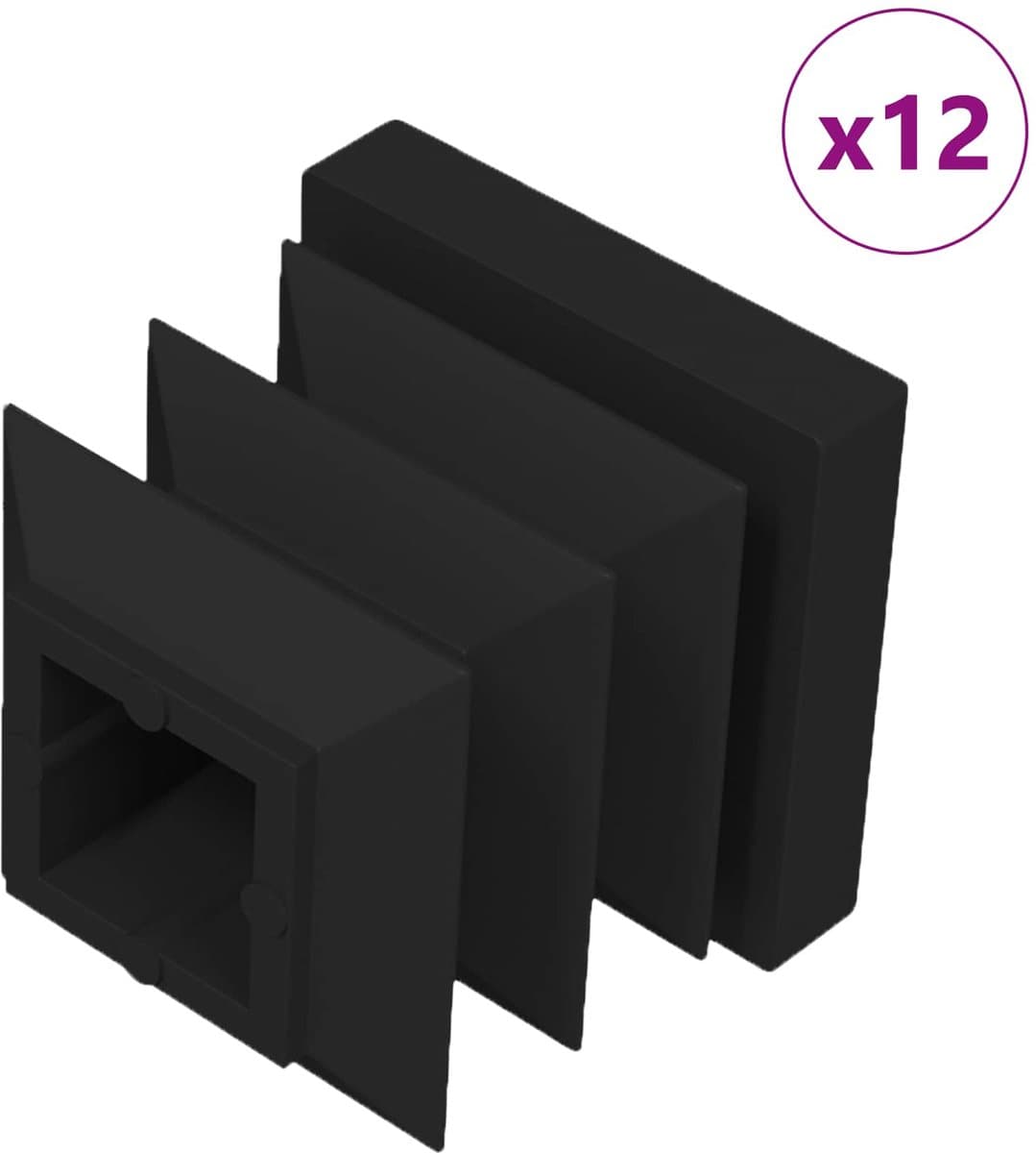 vidaXL - Einddoppen - 12 - st - Zwart - 15 - x - 15 - x - 15 - mm - PP — afbeelding 1