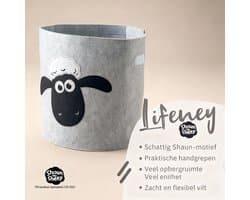 Vuilnismand grijs vilt met schaapshoofd motief Lifeney Shaun het schaap
