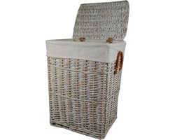 Wasmand Wit Katoenen Hoes 48 x 36 x 62 cm — afbeelding 1