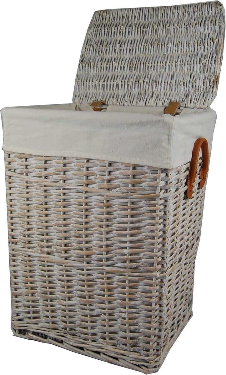 Wasmand Wit Katoenen Hoes 48 x 36 x 62 cm — afbeelding 1