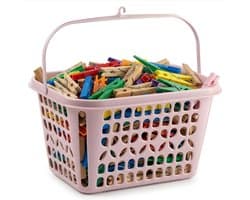 Plasticforte Knijpermandje - roze - 20 x 25 cm - kunststof - wasknijpertasje/knijperzak