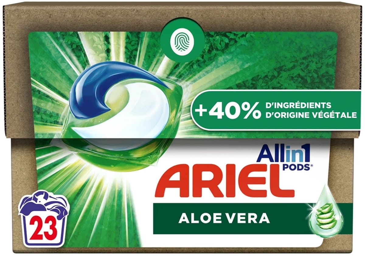 Ariel All-in-1 PODS – Aloë Vera – Wasmiddelcapsules – 23 stuks – +40% plantaardige ingrediënten — afbeelding 1