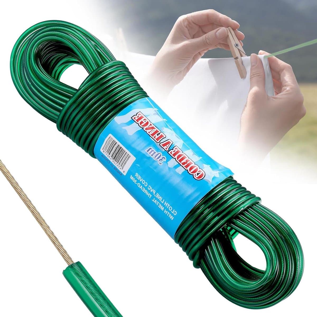 Allecto Plus - 30 Meter Waslijn voor Buiten - Stalen Kern - Zware — afbeelding 1