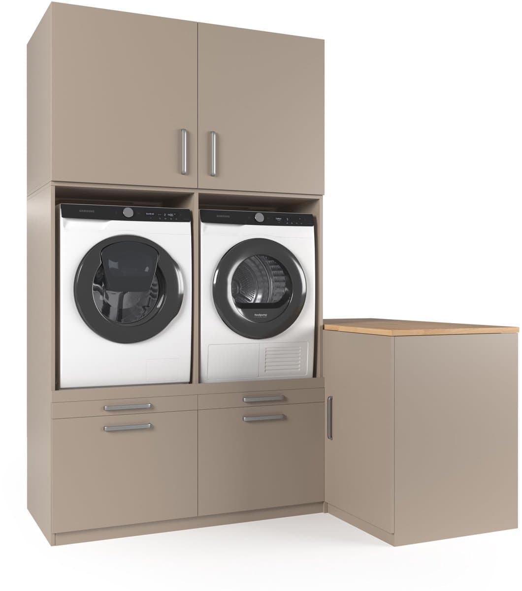 Wasophoogte® Wasmachine Kast Hong Kong - Wasmachine verhoger - Wasmachine ombouw - 700(D)*2030(B)*2350(H) mm - Taupe — afbeelding 1