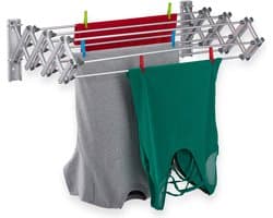 wanddroogrek inklapbaar - 8 m - uitschuifbaar - aluminium - 27 x 95 x 60 cm - zilver