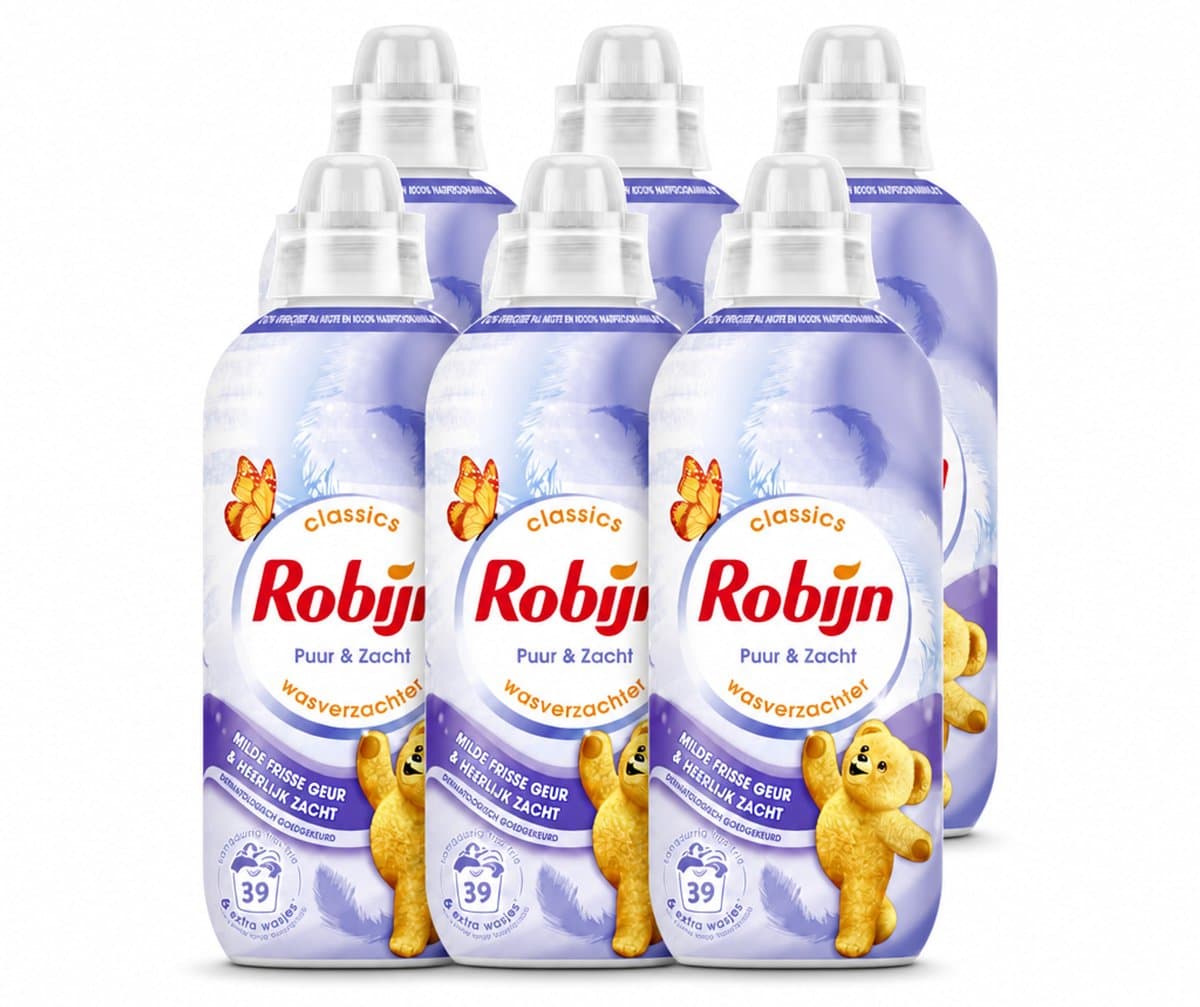 6 x Robijn – Wasverzachter – Puur & Zacht – 780 ml - Voordeelverpakking - 6 stuks — afbeelding 1