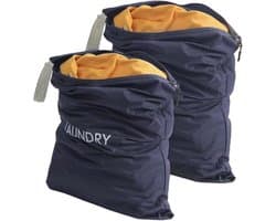 Waszakken, waterdichte waszakken met ritssluiting, 2 maten, opvouwbare vuile waszak, waszak voor reizen, waszak, opbergtas voor camping en reizen, marineblauw