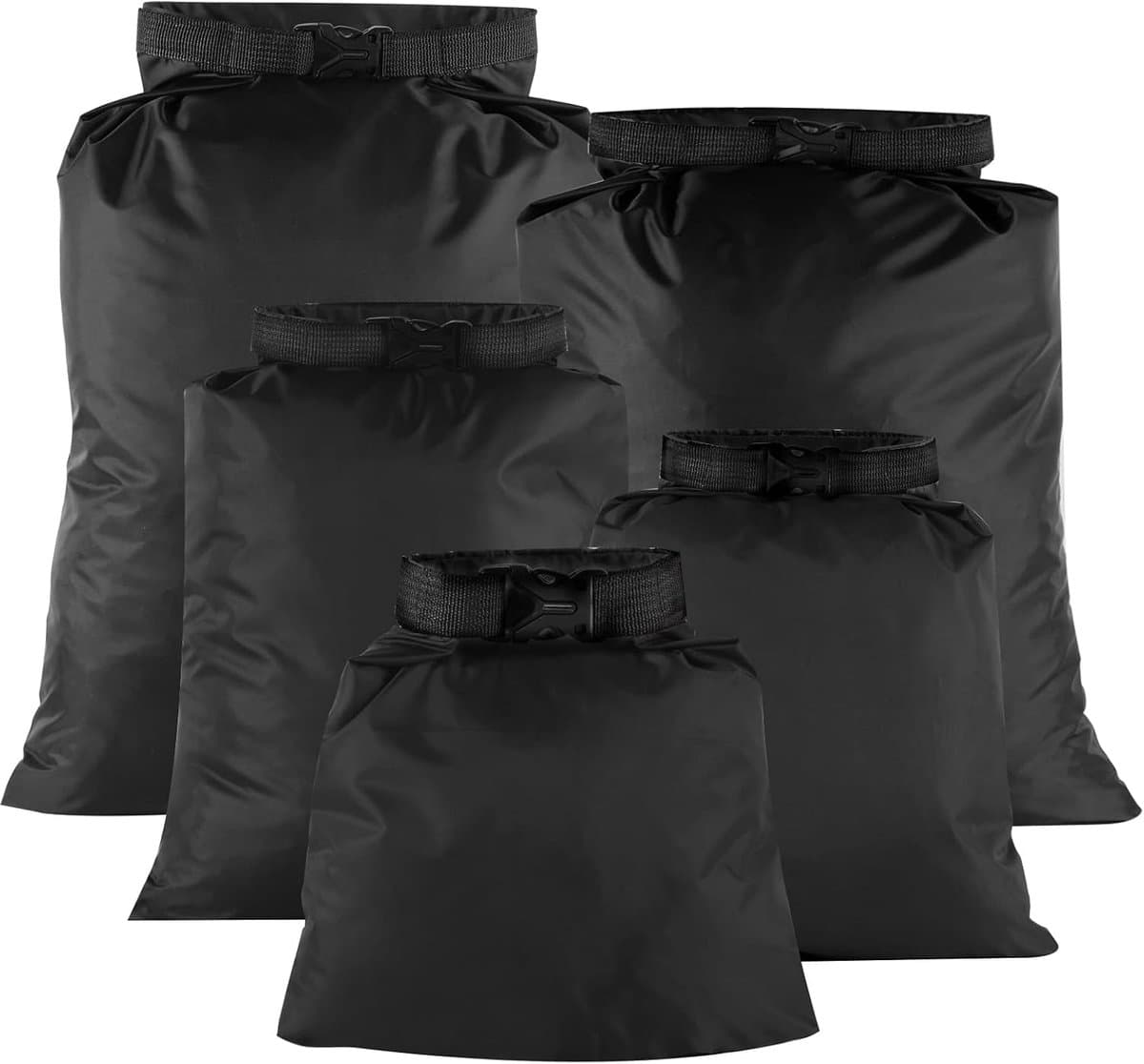 5 Stuks Waterdichte Drybags, 1,5 L/2,5 L/3,5 L/4,5 L/6 L, Draagbare Droogzak Waterdichte Tas Dry Bag voor Kajakken Driften Onderdompele Varen Wandelen Kamperen Outdoor (Zwart) — afbeelding 1