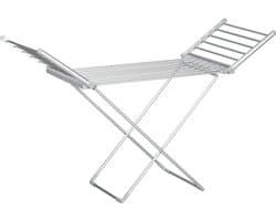 Elektrisch verwarmd wasdrogerrek met 2 uitschuifbare zijkanten, inklapbaar, frame van aluminiumlege, 144 x 53 x 91 cm
