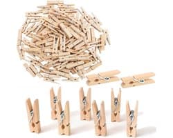 Mini Houten Wasknijpers - 100 Stuks voor Foto's en Creatieve Projecten