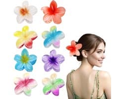 Allecto plus - Set van 8 bloem klauw clips met anti-slip ontwerp in Hawaiiaanse stijl - Medium grootte in 8 kleuren - Geschikt voor vrouwen met verschillende haar diktes