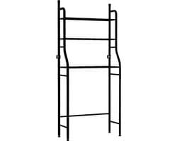 Wasmachine Rek met 3 Planken – Zwart Metaal – Opbergrek voor Boven Wasmachine of Toilet – Stevig & Ruimtebesparend – Industrieel Design – 173x65 cm — afbeelding 1