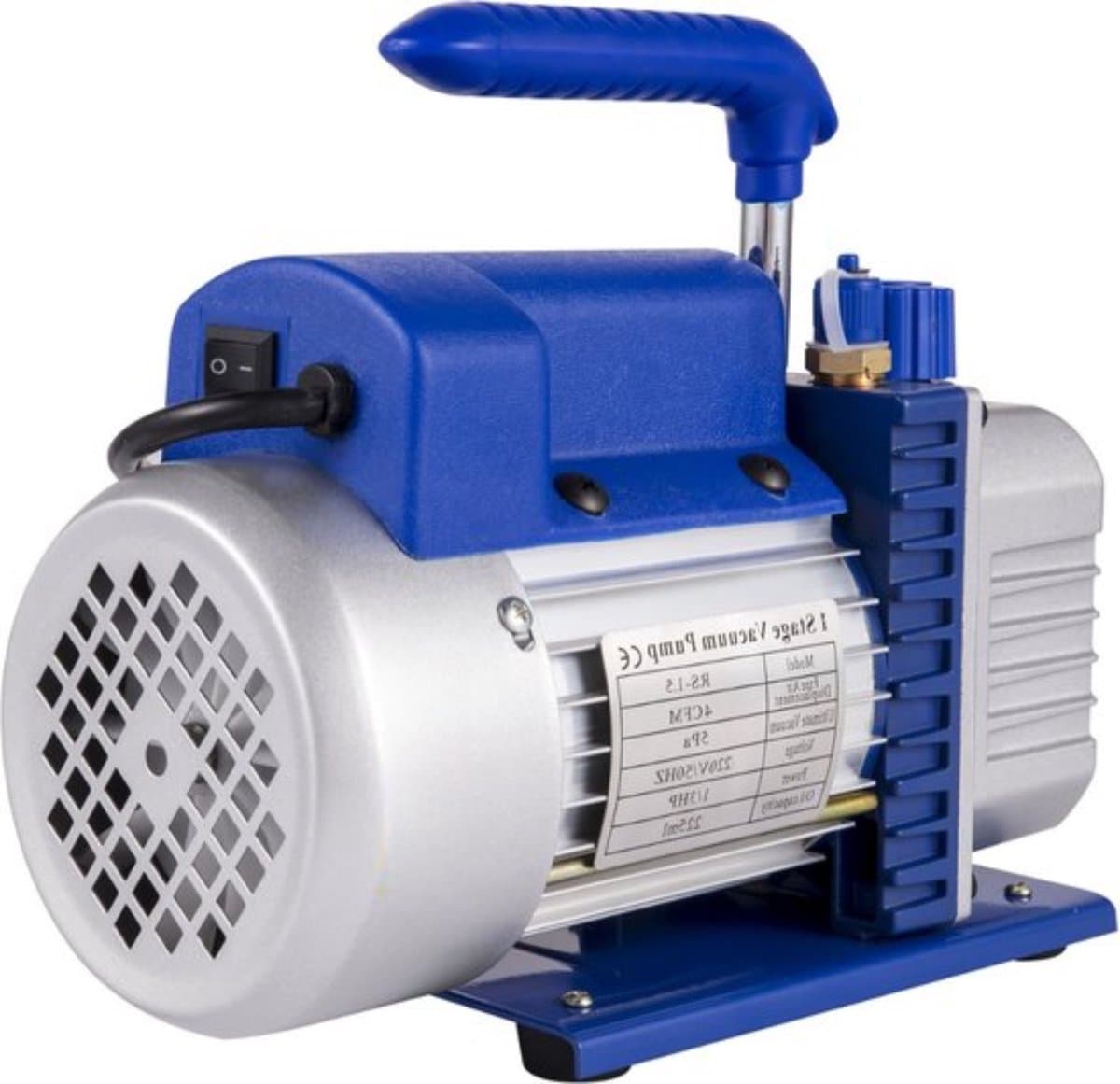 Blauwe Professionele Vacuumpomp - Compact en Draagbaar - Met Hoogwaardige Accessoires — afbeelding 1