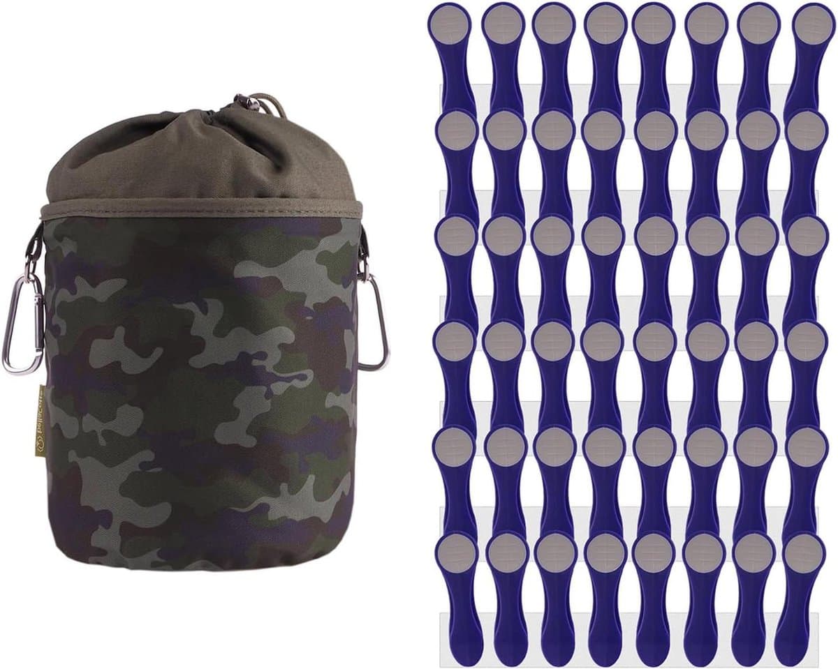 48 wasknijpers met spiraalveren van roestvrij staal en softgrip - indigo grijs - wasclips - BellaCott - camouflage — afbeelding 1