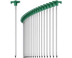 24x stalen haringen - lange en stevige haringen met plastic houder - rotsachtige haringen voor kamperen en buitenshuis - ideaal voor normale en harde grond