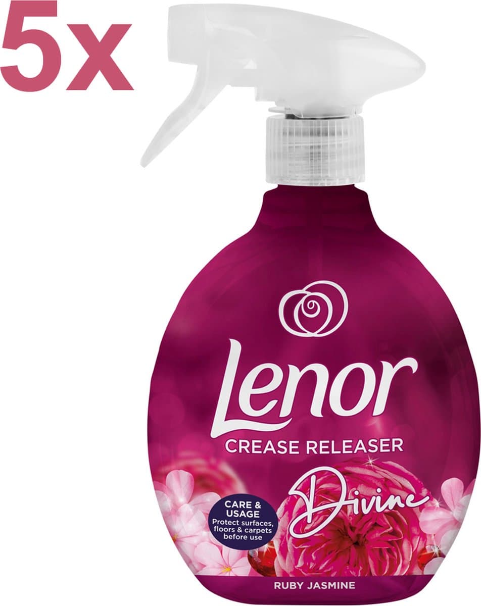 Lenor - Crease Releaser - Divine - Ruby Jasmine - Kreukverwijderaar - Textielvefrisser - Spray - 5x 500ml - Voordeelverpakking — afbeelding 1