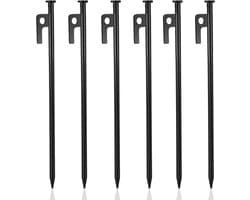 6 Stuks Tentharingen 30 cm Metalen Staal - Sterke Haringen met Haken voor Camping, Grondankers, Outdoor