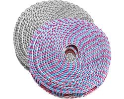 2 Pack Verstelbare & Winddichte Waslijn, 5m Outdoor/Indoor Intrekbare Droogtouw voor Wasserij, Beddengoed, Camping Accessoires