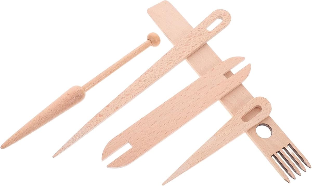 1set Mini Weefgetouw Accessoires Duurzame Houten Weefnaalden Handweefstok Weefgereedschap Voor Beginners Compleet Reisvriendelijk Weefset Voor Tapestry Dekens — afbeelding 1