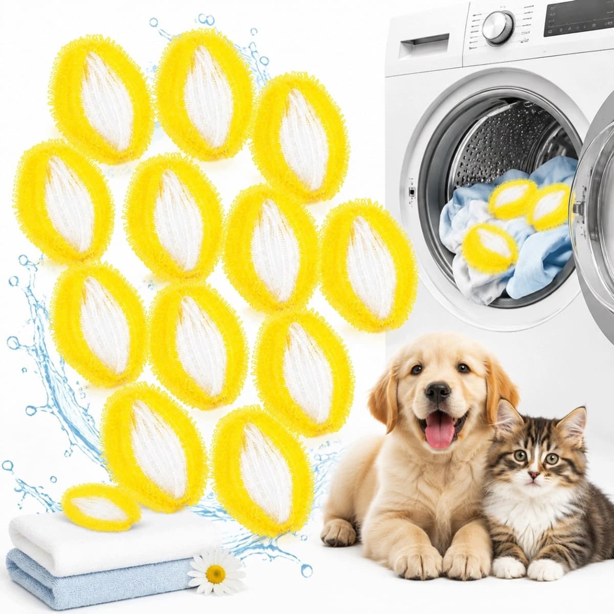 12x Witte Wasmachines Ballen - Anti-Pluis & Huisdier Haar Verwijderaar — afbeelding 1