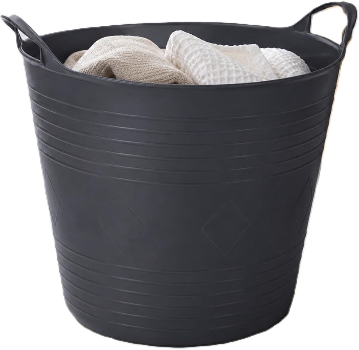 Flexibele kuip - zwart - 40 liter - met handvatten - 45 cm - kunststof - emmer - wasmand — afbeelding 1