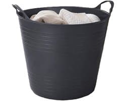 Flexibele kuip - zwart - 40 liter - met handvatten - 45 cm - kunststof - emmer - wasmand
