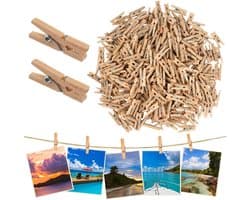 300 stuks kleine houten wasknijpers, 25mm mini wasknijpers van hout