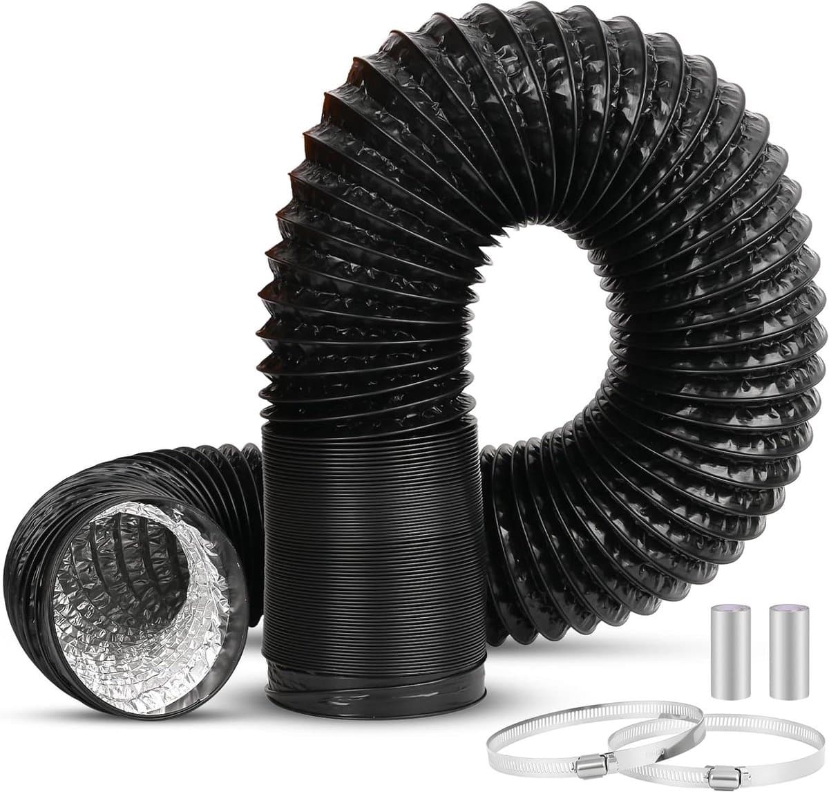 Afvoerslang PVC - Ventilatieslang Afzuigkap - Lucht Afvoeren - Dubbellaags Aluminiumfolie - 110 mm - Grijs — afbeelding 1