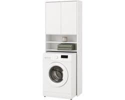 Wasmachinekast - wit - 63,5x174x30 cm - met opbergruimte